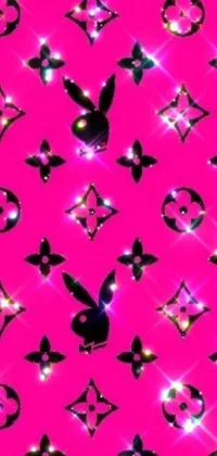 This live wallpaper add-on for android phones showcases a captivating pattern of black and pink butterflies on a charming pink background, with occasional sparkling stars, creating a magical ambiance