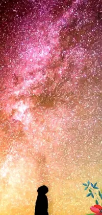 This aesthetically mesmerizing live wallpaper features a stunning sky brimming with stars, accompanied by a microscopic photo, designed by a notable artist