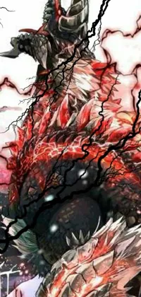 This live phone wallpaper features a demonic creature with a black and red lava body