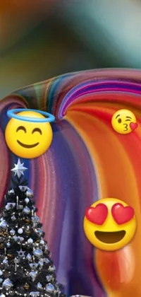 Revamp your phone this festive season with an eye-catching live wallpaper featuring a Christmas tree and a bunch of emoticons