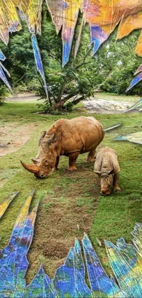 Plant Rhinoceros Working Animal Live Wallpaper