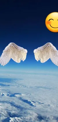 Check out our latest phone live wallpaper featuring white angel wings in the blue sky for a stunning and unique look