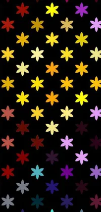 This live phone wallpaper features a stunning mosaic of colorful flowers on a black background