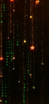 This live wallpaper is an artful representation of a computer screen complete with rows of neon-green numbers and a constellation of white stars set against a subtly textured string background