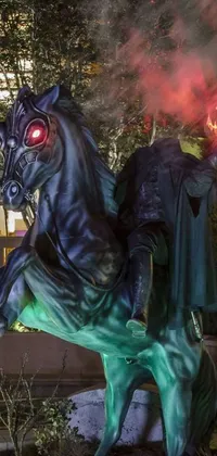 Looking for a stunning live wallpaper to give your phone a little extra pizzazz? Look no further than this incredible piece featuring a statue of a horse and rider