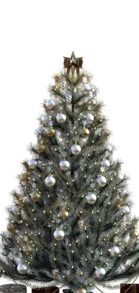 This phone live wallpaper depicts a magnificent Christmas tree awash in an ultra-realistic baroque-style design