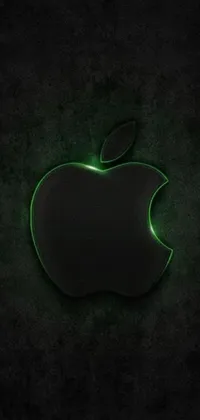 This phone live wallpaper features a striking green apple logo set against a sleek black background