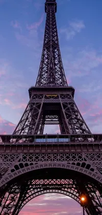 This phone live wallpaper showcases the iconic Eiffel Tower, brilliantly lit against a beautiful Art Nouveau background