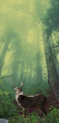 This deer forest live wallpaper features a serene natural scene captured in a high-resolution photo