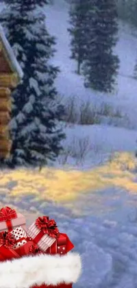 This smartphone live wallpaper features a charming scene perfect for the winter season