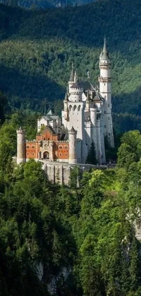 This live wallpaper features a stunning castle on a green hillside in a blend of art nouveau and German Renaissance architecture