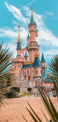 This pink castle phone live wallpaper is a breathtaking sight showing a majestic castle in pink color sitting on top of a sandy beach
