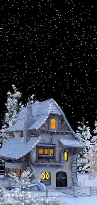 Immerse yourself in the mesmerizing beauty of winter with this snow-themed live wallpaper featuring a rural house