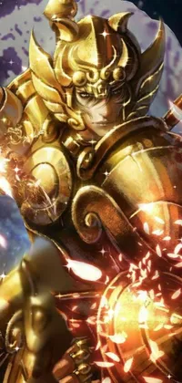 This mobile wallpaper showcases a close-up of a figure holding a flaming ball