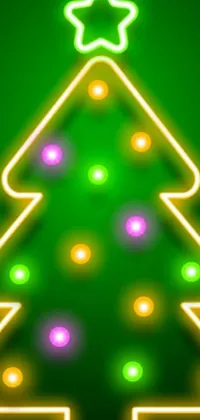 Get into the holiday spirit with this lively neon Christmas tree live wallpaper for your phone