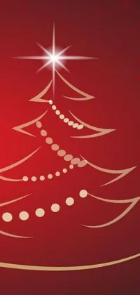 This Christmas-themed live wallpaper features a beautiful tree on a red background adorned with colorful ornaments