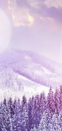 This live wallpaper features a snowboarder shredding down a snowy slope with purple trees in the background