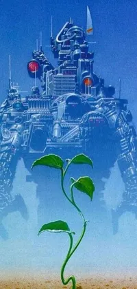 Looking for a stunning live phone wallpaper that combines the natural world with science fiction? Look no further than this incredible piece of poster art! This mesmerizing wallpaper features a meticulously detailed painting of a robot with a plant growing out of it – a powerful symbol of the balance between man-made technology and nature