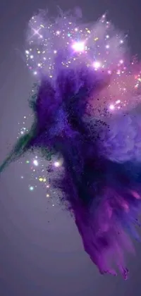 Looking for a stunning live wallpaper for your phone? Check out this digital masterpiece featuring a beautiful purple flower sprinkled with colored powder