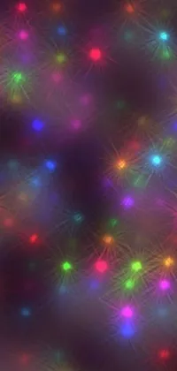 This phone live wallpaper features a stunning display of colorful lights against a black background