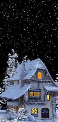 Get into the winter mood and add a cozy touch to your phone with this amazing live wallpaper! Featuring a digital rendering of a snow-covered field, with a charming house sitting on top, this folk art-inspired wallpaper is sure to catch your eye