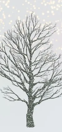 This phone live wallpaper showcases a stunning image of a tree in the snow, designed to create a realistic and captivating view