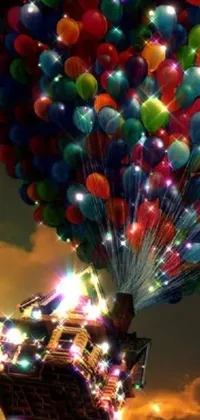 Looking for a colorful, animated phone live wallpaper? Check out this stunning depiction of balloons floating in the sky from a popular Disney Pixar movie
