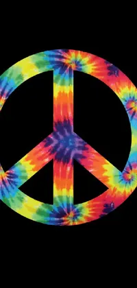 Looking for a lively and eye-catching live wallpaper for your phone? Check out this collection of tie dye peace signs against a sleek black background! Featuring stained-glass style vector art, this retro design is perfect for those who want to add a touch of hippie style to their phone