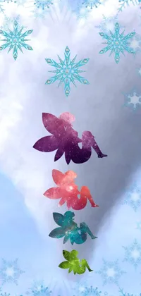 Get enchanted by this winter-themed live wallpaper featuring a snowy ground with two cute birds perched atop it