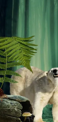 Polar Bear Plant Green Live Wallpaper