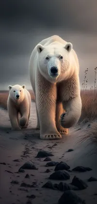 Polar Bear Vertebrate Sky Live Wallpaper