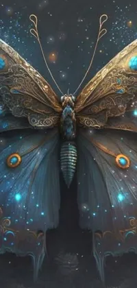 Adorn your mobile device screen with this mesmerizing live wallpaper featuring a close-up of a butterfly crafted in digital art style