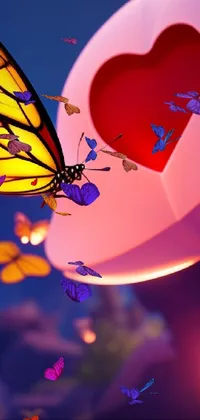"Experience the beauty of nature on your phone with this stunning Fluttering Butterfly Live Wallpaper