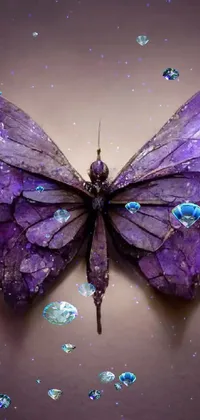 Get mesmerized by this stunning purple butterfly live phone wallpaper
