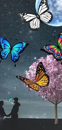 butterflies under the moon🦋🌑 Live Wallpaper