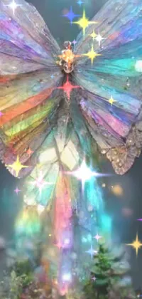 Add some magic to your phone with this colorful live wallpaper featuring a 3D render of a butterfly sitting on an open book