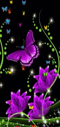 Transform your phone's home screen into a world of wonder with this stunning purple butterfly live wallpaper