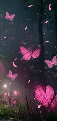 pink petals in the forest  Live Wallpaper