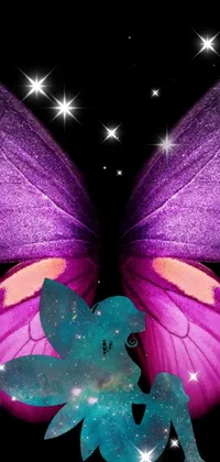 A purple butterfly with a fairy  Live Wallpaper