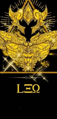 This stunning live wallpaper features a black background with an intricate gold emblem at its center