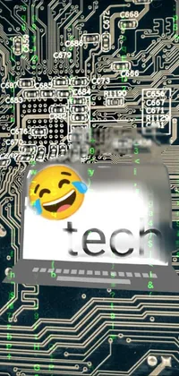 Looking for a fun and unique phone live wallpaper? Check out this close-up circuit board design, complete with a smiley face at the center