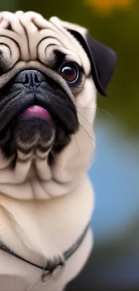 This delightful <a href="/">phone live wallpaper</a> features a photorealistic close-up of a pug dog with prominent lips