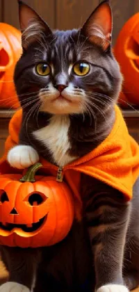 Pumpkin Cat Calabaza Live Wallpaper