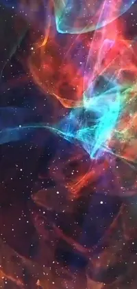 This phone live wallpaper features a colorful space filled with stars, holograms, space art, plasma hairs, and vfx particle simulations