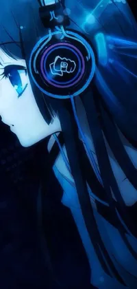 Enjoy this stunning phone live wallpaper featuring an up-close shot of a person with headphones on against a beautiful nightcore background