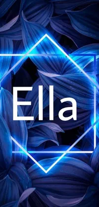 This mesmerizing phone live wallpaper features a vibrant blue neon frame with the word "ella" in white
