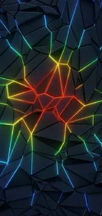This phone live wallpaper features an abstract star composed of glowing lights created by generative art