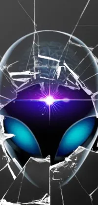 Looking for a unique and eye-catching live wallpaper for your phone? This design features a close-up of a shattered glass with an alien face at the center, reflecting a cool and modern Discord and Tumblr vibe