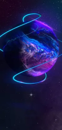 This amazing phone live wallpaper showcases a digital art image of a planet in outer space