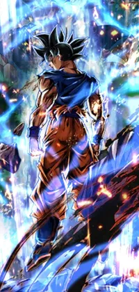 This phone live wallpaper features an intense concept art of a figure on a skateboard in a fighting stance